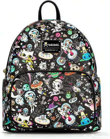 حقيبة ظهر صغيرة من Tokidoki للنساء، حقيبة كتف من جلد البولي يوريثان الأسود Unicorno حقيبة يد للعمل والتسوق والسفر (PU-أسود) in Saudi Arabia