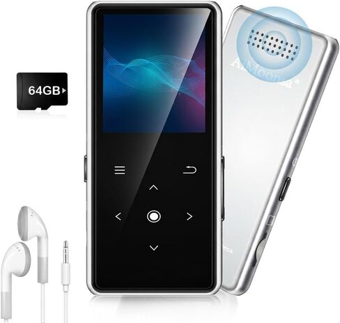 مشغل MP3 سعة 128 جيجابايت مزود بتقنية البلوتوث ومشغل موسيقى AiMoonsa مع مكبر صوت عالي الدقة وراديو FM ومسجل صوت وصوت HiFi in Saudi Arabia