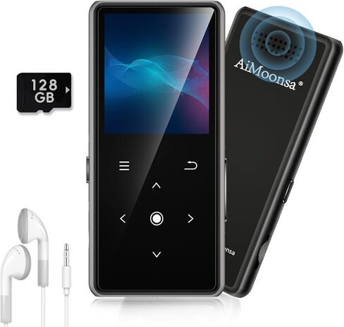 128GB MP3 Player with Bluetooth, AiMoonsa Music Player with Built-in HD Speaker, FM Radio, Voice Recorder, HiFi Sound in Saudi Arabia