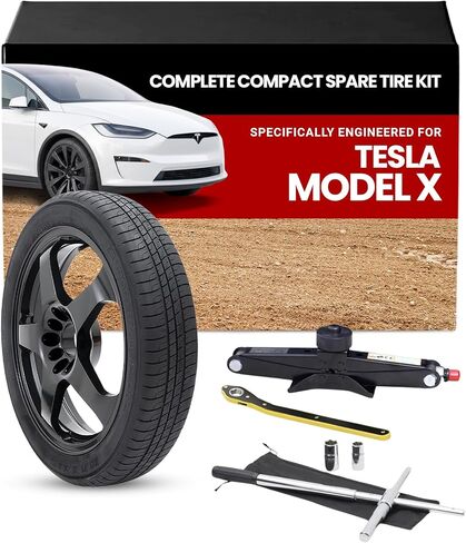مجموعة إطارات احتياطية مدمجة كاملة مع حقيبة حمل - تناسب طراز Tesla X موديل 2015-2024 - قطع غيار حديثة in Kuwait