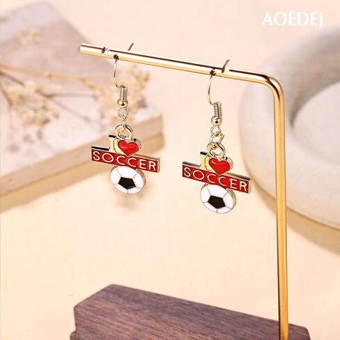 Aoedej 4 Pairs Soccer Studs Earrings Football Earring Alloy Soccer Jewelry Set for Women Men Player Fan Gifts Piercing Jewelry in Saudi Arabia