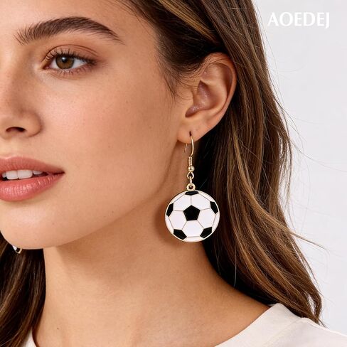 Aoedej 4 Pairs Soccer Studs Earrings Football Earring Alloy Soccer Jewelry Set for Women Men Player Fan Gifts Piercing Jewelry in Saudi Arabia