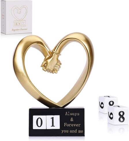 Hand Sculpture Kit for 2 Hands Statue, Bronze Finish Resin Love Heart Sculpture, 1st to 50th Wedding for Couple Wife,Statues for Home Decor,Anniversary Romantic in Saudi Arabia