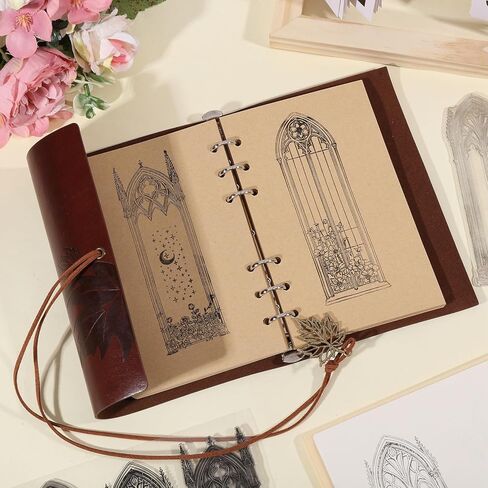 GLOBLELAND Vintage Gothic Windows Clear Stamps Flower Bookmark Clear Stamps Sparkle Moon Silicone Stamps for DIY Scrapbooking Photo Album Decorative Cards Making Home Decoration 8.27x5.83inch in Saudi Arabia