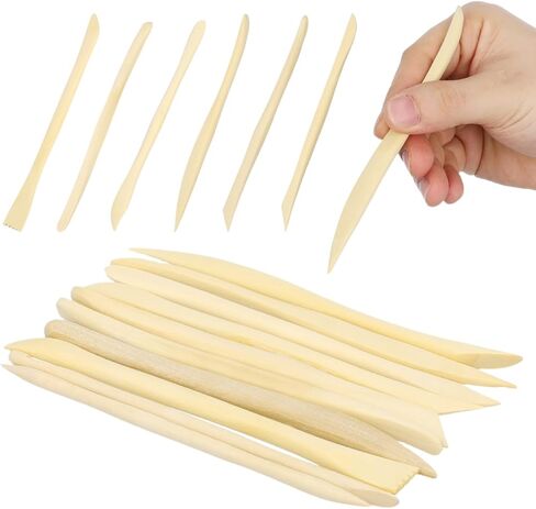 TEHAUX 30pcs Wood Double Ended Clay Sculpture Tools, Wooden Tools for Clay, Pottery & Modeling Clay Tools for Precise and Detailed Sculpting in Saudi Arabia