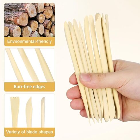 TEHAUX 30pcs Wood Double Ended Clay Sculpture Tools, Wooden Tools for Clay, Pottery & Modeling Clay Tools for Precise and Detailed Sculpting in Saudi Arabia