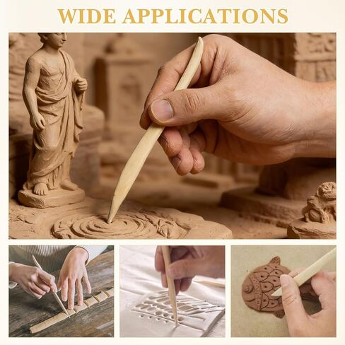 TEHAUX 30pcs Wood Double Ended Clay Sculpture Tools, Wooden Tools for Clay, Pottery & Modeling Clay Tools for Precise and Detailed Sculpting in Saudi Arabia