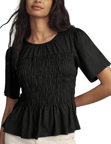 OPCAKM بيبي دول بلايز للنساء Smocked Y2K Peplum بلوزة قصيرة الأكمام قمصان لطيفة الصيف عادية فلوي تونك in Kuwait