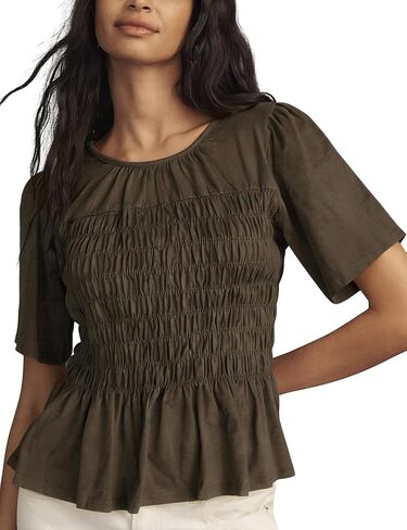 OPCAKM بيبي دول بلايز للنساء Smocked Y2K Peplum بلوزة قصيرة الأكمام قمصان لطيفة الصيف عادية فلوي تونك in Kuwait