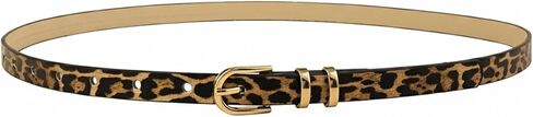 Leopard Belts for Women Girl,Fashion Womens Belt for Jeans Dress Pants,Skinny Faux Leather Belt with Gold Buckle in Saudi Arabia