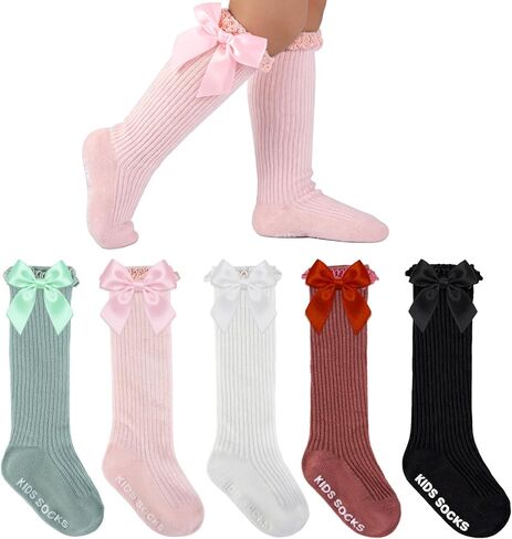 Baby Girl Knee High Socks Newborn Infant Toddler Cotton Ruffle Long Socks Non Slip Stockings Dress Sock in Saudi Arabia