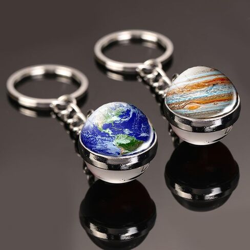 2-Piece Earth & Moon Keychain Set - Celestial - Inspired Key Accessories in Saudi Arabia