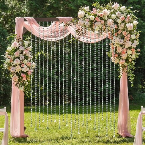 24 Pcs Clear Acrylic Crystal Garland Strands Hanging Chandelier Beaded Chain Ornament String Decorations Beaded Chain Garland Curtain for Wedding Party Manzanita Tree Centerpiece(39 Inch) in Saudi Arabia