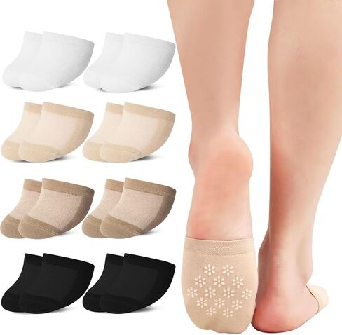 Women's Toe Socks for Mules Half Socks Toe Topper Covers No Show Invisible Non-slip Liners for Clogs Flats 6/8 Pairs in Saudi Arabia