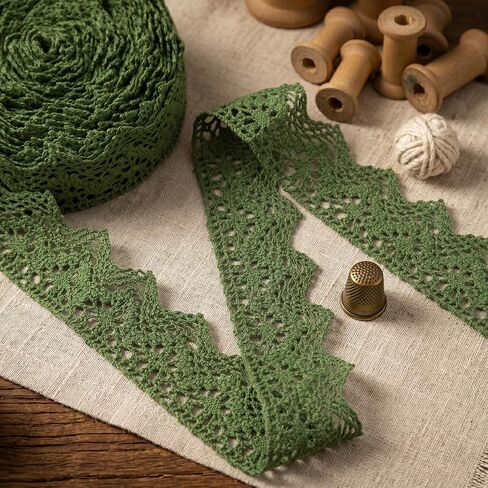 IDONGCAI الدانتيل الكروشيه الدانتيل تقليم القطن الدانتيل الشريط متعدد الألوان مثلث الدانتيل للخياطة الحرف ديكور 1.4 بوصة * 10 ياردة (الجيش الأخضر) in Kuwait