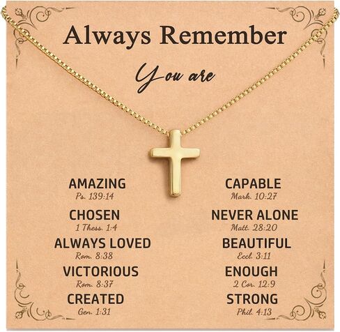Tarsus Cute Tiny Cross Necklace - Always Remember You Are Loved - Christian Gifts Easter Stuffers Birthday Jewelry Inspirational Gifts for Teen Girls & Women in Saudi Arabia