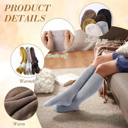 Women Warm Long Winter Sock Midcalf Stocking Kneehigh Thermal Boot Crew Socks Casual Cute Winter Clothing Gifts in Saudi Arabia