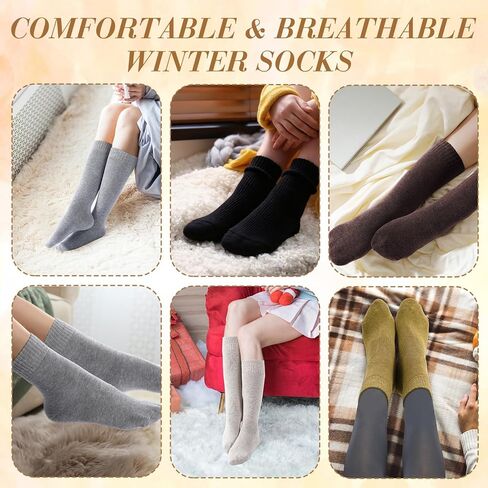 Women Warm Long Winter Sock Midcalf Stocking Kneehigh Thermal Boot Crew Socks Casual Cute Winter Clothing Gifts in Saudi Arabia