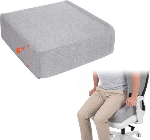 Geelin 16 x 16 x 6 Inch Linen Booster Cushion with Strap for Adults Butt Cushion Foam Seat Pillow for Patio Office Home Wheelchair Car Dining Travel in Saudi Arabia