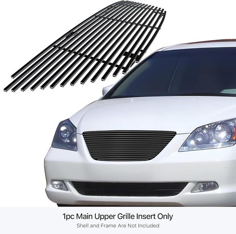 APS Compatible with Honda Odyssey 2005-2007 Main Upper Stainless Steel Black 8x6 Horizontal Billet Front Grill Grille Insert H87119J in Saudi Arabia