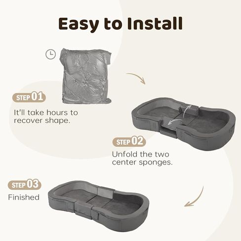 ENITYA Toddler Travel Bed, 2-in-1 Foldable Floor Bed for Kids Naps or Sleep,Built-in Soft Foam Safety Bumper,Easy to Install,Portable Mattress with Washable Cover for Home, Trips & Sleepovers,Grey in Saudi Arabia