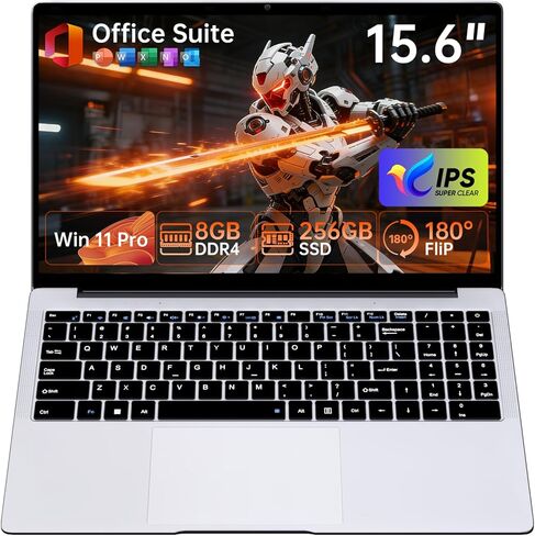 كمبيوتر محمول 15.6 بوصة، ذاكرة وصول عشوائي 8 جيجا بايت 256 جيجا بايت SSD Celeron N4000 (حتى 2.6 جيجا هرتز) كمبيوتر محمول Win 11 Office Suite FHD IPS sRGB Notebook 2.4G&5G WiFi BT 4.2 HDMI USB 3.0 بطارية 5000 مللي أمبير في الساعة للأعمال الطلابية المنزلية in Kuwait