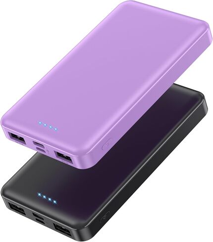 [2 Pack]Portable Charger Power Bank 10000mAh,Slimmer USB C in&Out Fast Charging Portable Phone Charger,Travel Essentials Backup External Battery Pack for iPhone 17/16/ 15/14/13/12,Galaxy S24,Android in Saudi Arabia