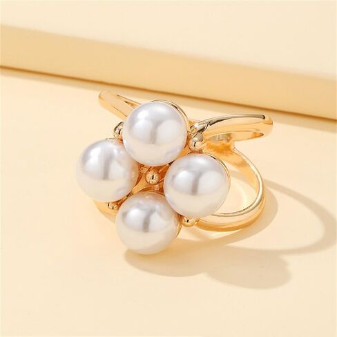 Imitation Pearl Flower Silk Scarf Ring Slides Clip for Women Scarves Shawl T Shirt Fashion Minimalist Unique Gold/Silver Clasp Holder for Dress Clothing Accessories Trendy Jewelry for Her in Saudi Arabia