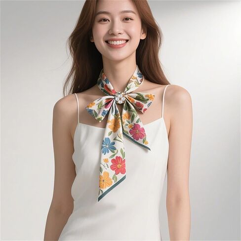 Imitation Pearl Flower Silk Scarf Ring Slides Clip for Women Scarves Shawl T Shirt Fashion Minimalist Unique Gold/Silver Clasp Holder for Dress Clothing Accessories Trendy Jewelry for Her in Saudi Arabia