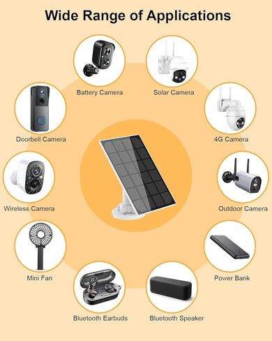 لوحة شمسية 6 وات لكاميرا الأمان، شاحن لوحة شمسية 5 فولت للكاميرا الخارجية بمنفذ USB صغير ومنفذ USB-C، كفاءة 20% من 5 وات، قابلة للتعديل 360 درجة ومقاومة للماء IP66 (عبوتان) in Kuwait