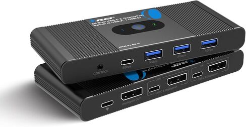 OREI 2x1 4K HDMI & USB-C KVM Switch، 4X Port USB-A، 1x USB-C مشاركة أجهزة متعددة، أجهزة الكمبيوتر المحمولة، الكمبيوتر الشخصي، على شاشة عرض واحدة، التحكم في لوحة المفاتيح، التحكم المحيطي، مخرج صوت تناظري - جهاز تحكم عن بعد سلكي in Kuwait