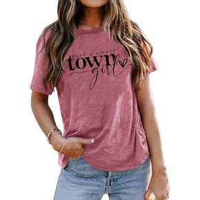 Country Music Shirt Women Small Town Girl Shirt Vintage Letter Graphic Tee Tops Casual Short Sleeve Tops in Kuwait