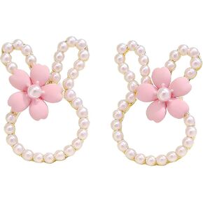Easter Bunny Earrings for Women Cute Pearl Rabbit Ear Jacket Earrings for Women Party Jewelry in Saudi Arabia