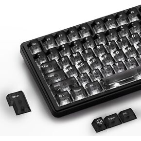 HITIME XVX White Clear Keycaps,Transparent Keycaps 60 75 100 Percent,Ceramic Keycap Style, Shine Through Keycap, Cherry Profile Keyboard Key Cap Set for Mx Switches Mechanical Keyboard, 119 Keys in Saudi Arabia