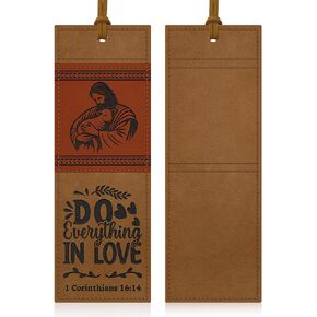 Leather Bookmark Bible Bookmarks for Reading Women Men Teacher Book Lovers Gifts, Handmade Stitched Vintage Religious Christian Bookmark Page Markers Inspirational Bible Verse Scripture Book Marks in Saudi Arabia