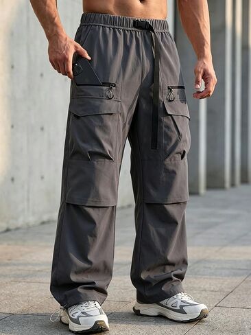 Men's Cargo Pants Stretch Workout Joggers with Utility Pockets & Adjustable Drawstring in Saudi Arabia