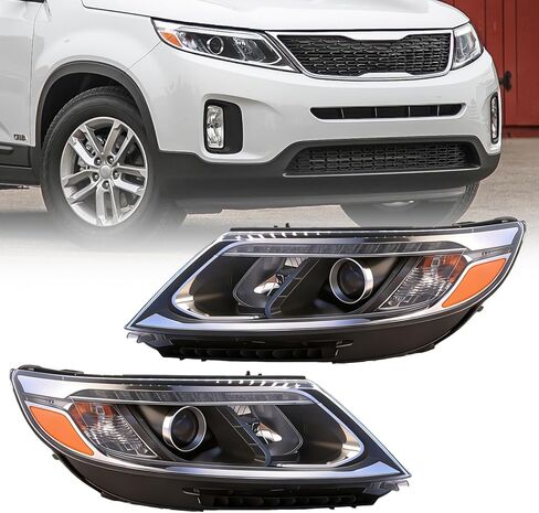 مجموعة المصابيح الأمامية متوافقة مع 2014 2015 Kia Sorento EX SX مع LED DRL مع مصابيح هالوجين أمامية (السائق الأيسر وجانب Passange الأيمن) in Kuwait