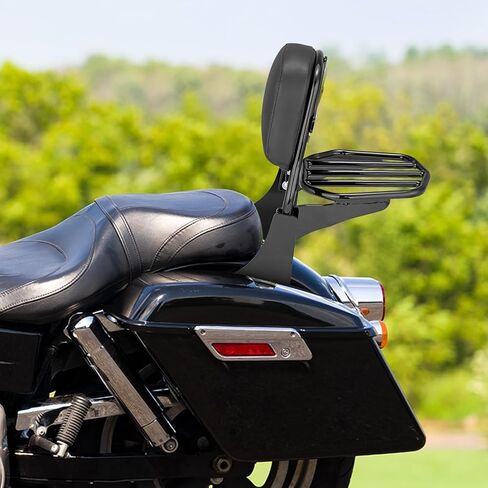 Wsays معيار الارتفاع سيسي بار ورف الأمتعة ومجموعة أدوات الإرساء المتوافقة مع Harley Dyna Low Rider Street Bob Super Wide Glide FXD FXDWG FXDB FXDC FXDL 2006-2017، كروم in Saudi Arabia