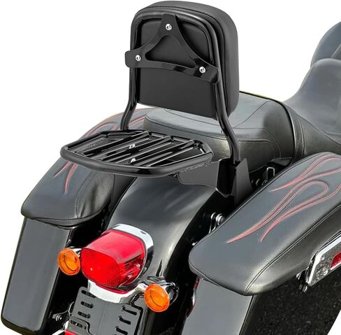 Wsays معيار الارتفاع سيسي بار ورف الأمتعة ومجموعة أدوات الإرساء المتوافقة مع Harley Dyna Low Rider Street Bob Super Wide Glide FXD FXDWG FXDB FXDC FXDL 2006-2017، كروم in Saudi Arabia