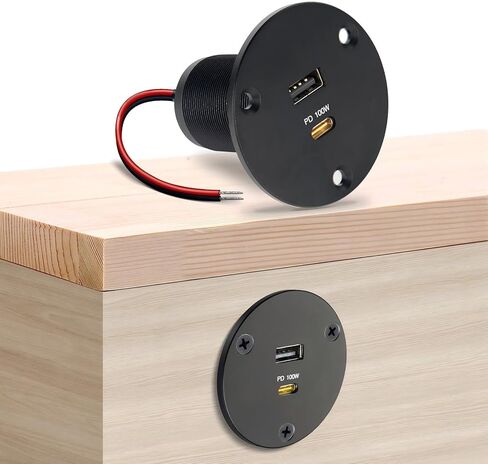 منفذ USB RV بقدرة 118 وات 100 وات PD3.0 من النوع C، منفذ شحن سريع مزدوج للطائرة بدون طيار، Starlink Mini، مقبس USB 18 وات QC3.0 ألومنيوم 12 فولت، ملحقات لقارب شاحنة مقطورة RV (قطعتان) in Kuwait