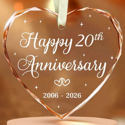 BSQUIELE Happy 20th Anniversary Ornament - Valentine Gift for 20th Anniversary - 20th Wedding Ornament 2026-20 Years of Marriage Gifts for Couple - Anniversary, Birthday Gift for Husband, Wife in Saudi Arabia
