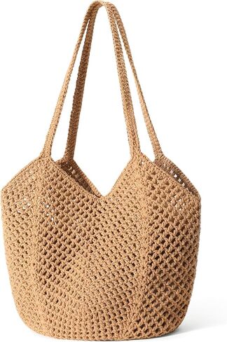 Crochet Tote Beach Bags for Women, Mesh Beach Tote Knit Bag, Summer Vacation Aesthetic Boho Hobo Shoulder Bag in Kuwait