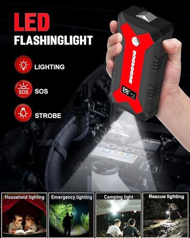 بطارية Jumper Starter، SUCFOCUS Jump Starter Portable 2500A (لمحرك 7.0 لتر غاز أو 6.5 لتر ديزل)، حزمة طاقة معززة لصندوق القفز من الليثيوم 12 فولت، مصابيح LED، بنك طاقة Quik Charge 3.0، محول سجائر in Saudi Arabia