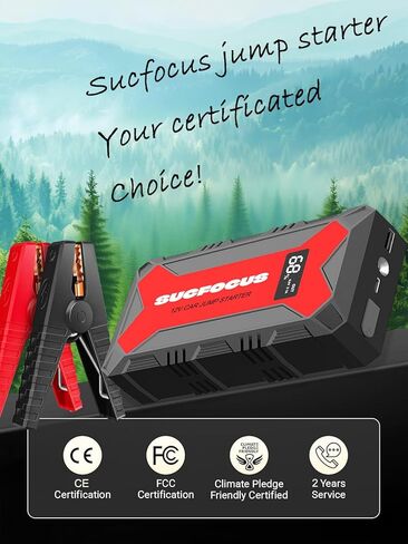 بطارية Jumper Starter، SUCFOCUS Jump Starter Portable 2500A (لمحرك 7.0 لتر غاز أو 6.5 لتر ديزل)، حزمة طاقة معززة لصندوق القفز من الليثيوم 12 فولت، مصابيح LED، بنك طاقة Quik Charge 3.0، محول سجائر in Saudi Arabia