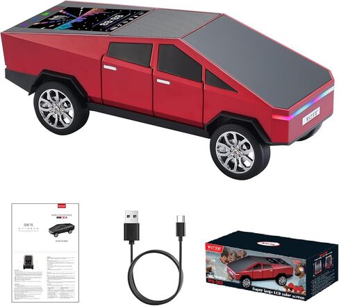 WS-580 Bluetooth Pickup Truck Replica Portable Speaker,with Display Screen,HD Sound, TWS Pairing, FM Radio,Built-in Microphone Hands-Free Calling, LED Party Light, Surprise Gift for Car Lovers(Red) in Saudi Arabia