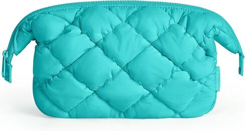 BAGSMART Quilted Travel Makeup Bag, Puffy Toiletry Organizer with Wide Opening, Cosmetic Storage for Women's Accessories, Purple in Saudi Arabia