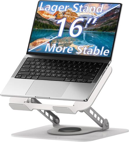 حامل كمبيوتر محمول قابل للتعديل، حامل كمبيوتر يدور 360 درجة، حامل قاعدة ثابتة لجهاز MacBook Pro/Air Notebook حتى 18 بوصة، أسود in Kuwait