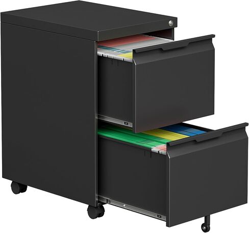 Mobile File Cabinet for Home Office, 3-Drawer Under Desk Filing Cabinet with Lock, Vertical Metal Storage Cabinet On Wheels for Legal/Letter/A4 Files(3 Drawer,White) in Saudi Arabia