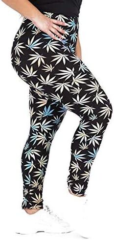 Women's Plus Size Marijuana Leaf Seamless Leggings 420 Trending Queen Size in Saudi Arabia