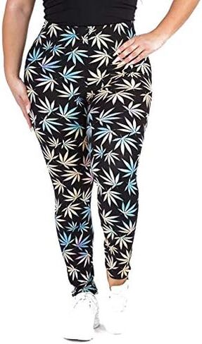 Women's Plus Size Marijuana Leaf Seamless Leggings 420 Trending Queen Size in Saudi Arabia